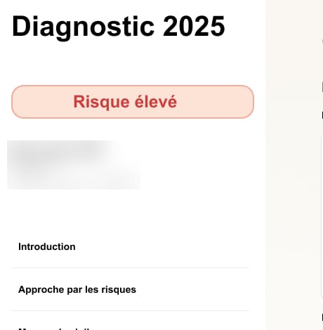 Diagnostic 2025 côté Ordre, badge « Risque élevé ».